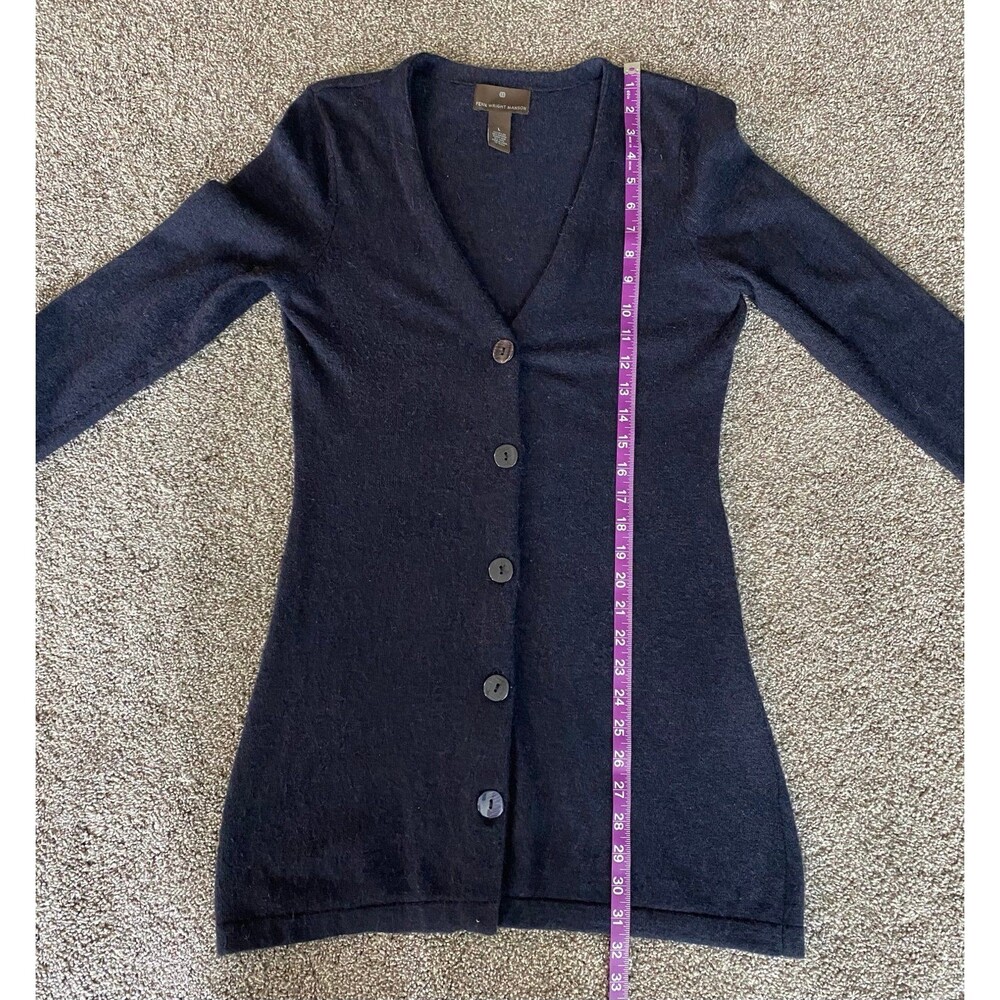 Fenn Wright Manson Navy Blue Longline Angora Wool Cardigan - Size L - Picture 5 of 6